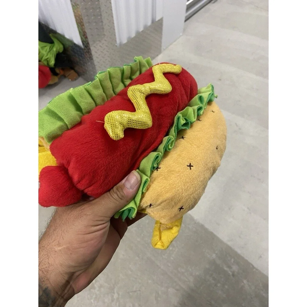 Halloween Pet Costume Plush Hot Dog on Mustard - Small Funny Outfit